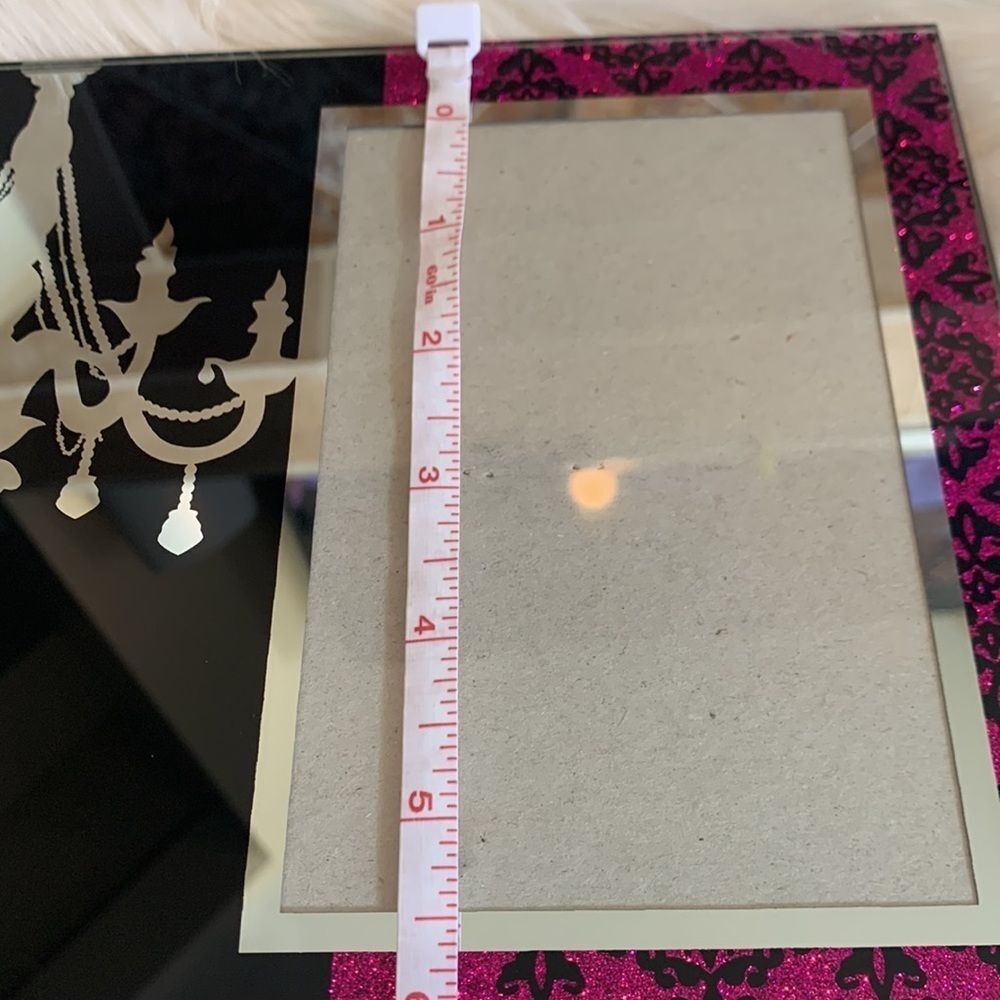 Black Mirror Chandelier and Pink Glitter Glass Picture Frame - Picture 7 of 7